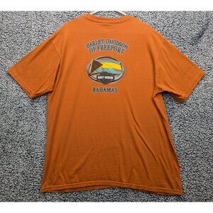 Harley Davidson Bahamas T Shirt Mens XL Graphic Print Short Sleeve Biker Orange